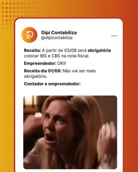 Publicação da DipiContabiliza sobre a obrigatoriedade de IBS e CBS na nota fiscal, 4 de agosto de 2026