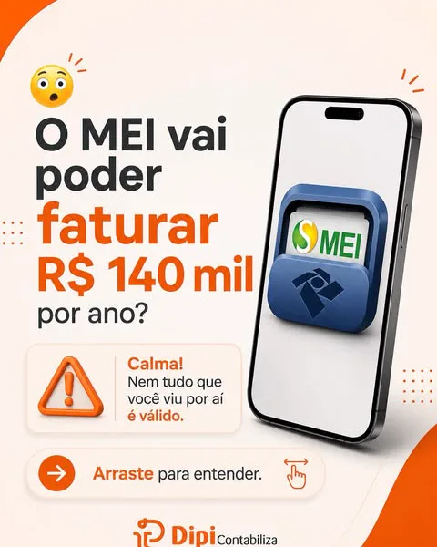 Publicação da DipiContabiliza sobre o novo limite de faturamento do MEI, 27 de julho de 2026